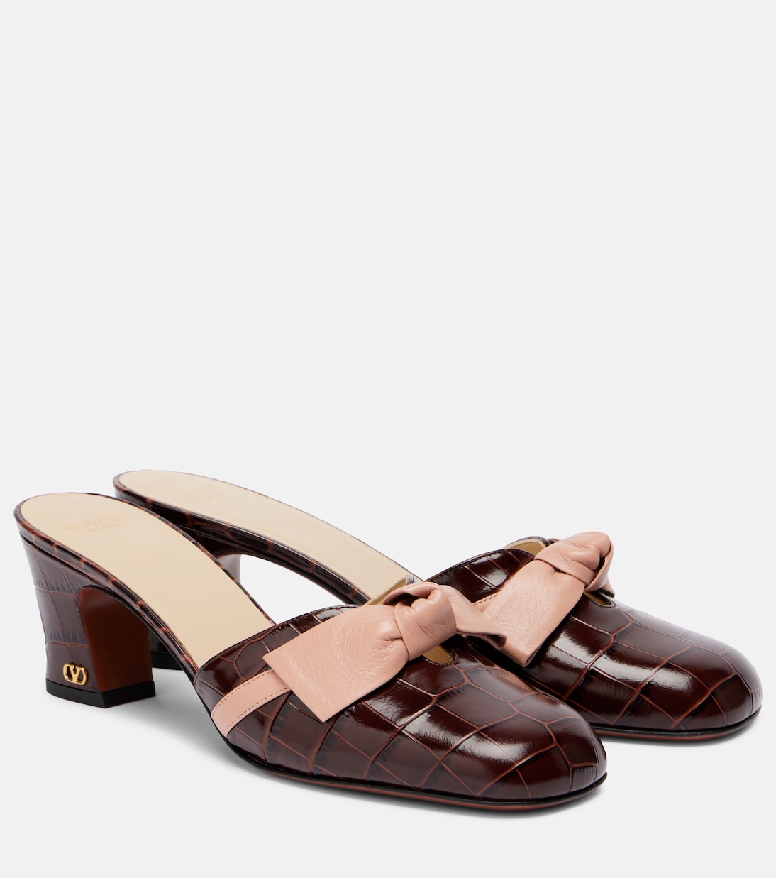 Кожаные мюли Knotty 60 Valentino Garavani, Hot Browne/Light Phard
