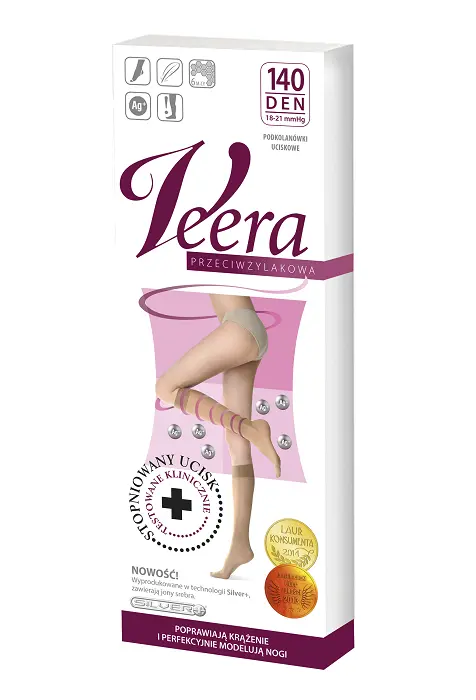 

Компрессионные носки Veera Podkolanówki Przeciwżylakowe 140 DEN Otwarte Palce Solei, 3/4