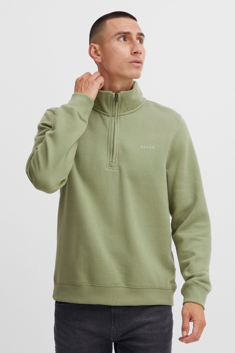 

Пуловер BLEND Troyer Halfzip sweatshirt 20714493, зеленый