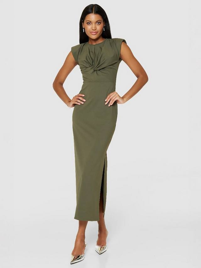 

Платье-карандаш с закручивающимся узлом Closet London, цвет Dark Olive