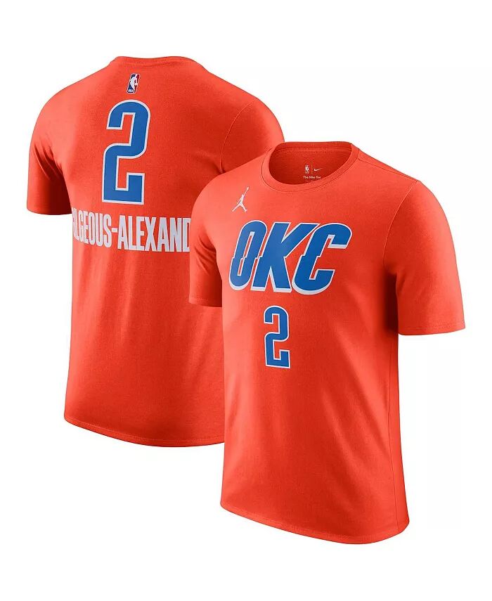 

Мужская футболка Shai Gilgeous-Alexander Orange Oklahoma City Thunder 2022/23 Statement Edition с именем и номером Jordan