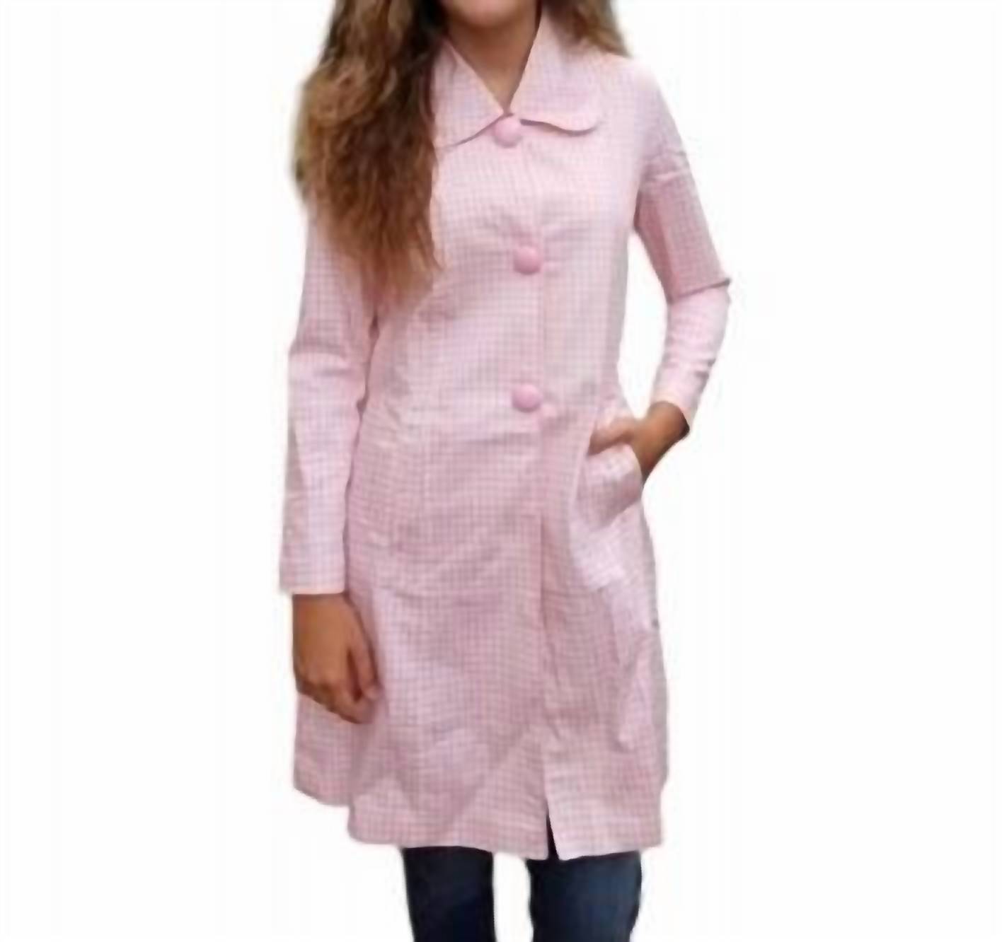 

Длинный жакет в шахматную клетку розового/белого цвета Erma’s Closet