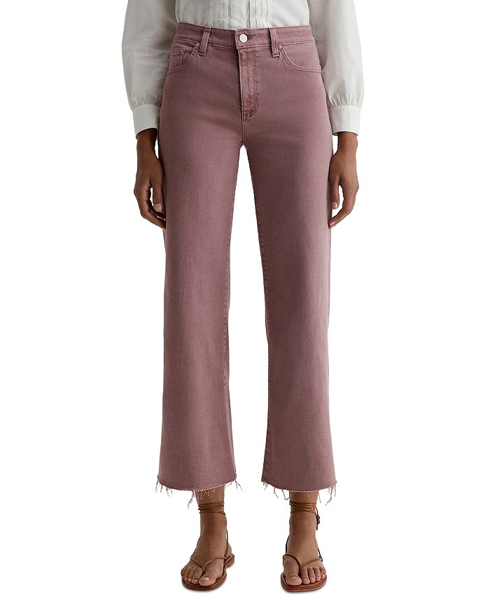 

Джинсы Saige Mid Rise Cropped Wide Leg в цвете серо-розовый пыльный AG, фиолетовый