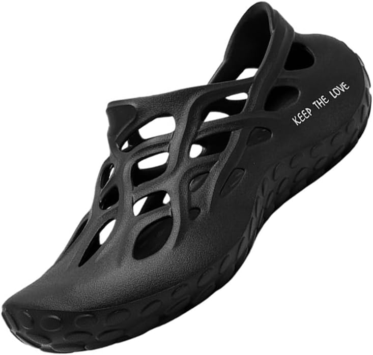 

Мужские модные повседневные туфли-сабо без шнурков, дышащие, быстросохнущие, нескользящие, однотонные, из материала EVA Clolinde, черный