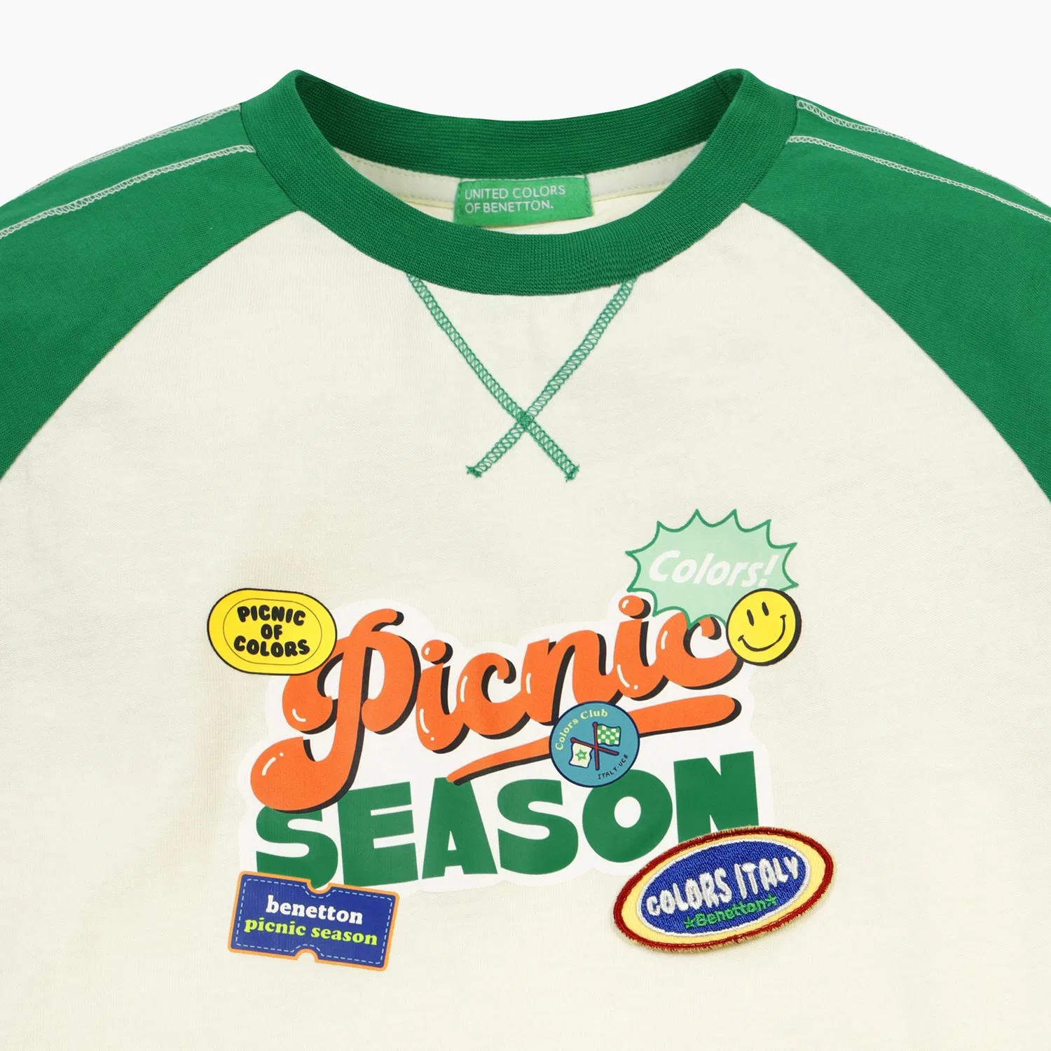 Детская футболка Color Pop 3/4 длины зелёная от Benetton Kids — фото 3