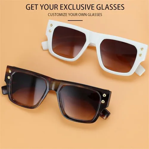 

Солнцезащитные очки в стиле ретро 2027 года с крупными заклепками для мужчин и женщин, солнцезащитные очки для женщин с защитой от УФ-излучения UV400 MTZJH, White