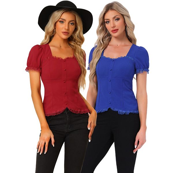 

Викторианская блуза с шнуровкой и декольте sweetheart, 2 шт Inspire Chic, Royal Blue Burgundy