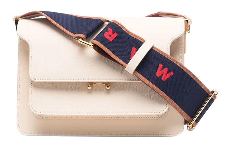 

MARNI Кожаная женская сумка через плечо белого цвета