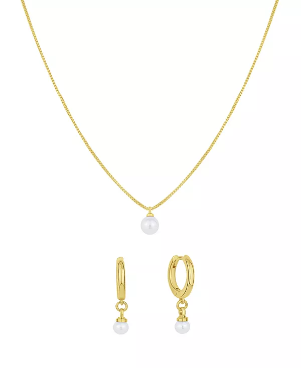 

Серьги-Кольца и ожерелье из искусственного жемчуга в комплекте с шкатулкой для украшений And Now This, gold