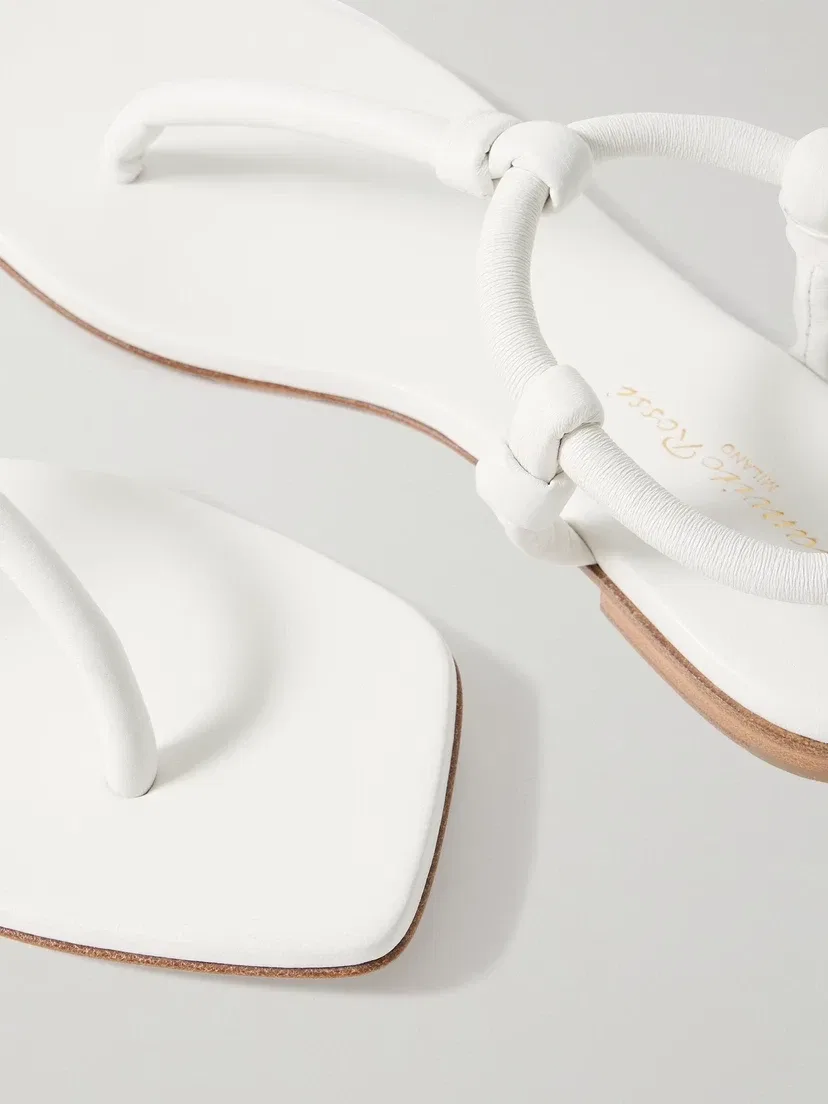 Сандалии Juno Thong из завязанной кожи Gianvito Rossi, белый — фото 4