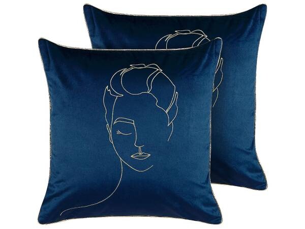 

Подушка Beliani 2 шт CROCUS, 45x45x45 см цвет blau/dunkelblau/gold