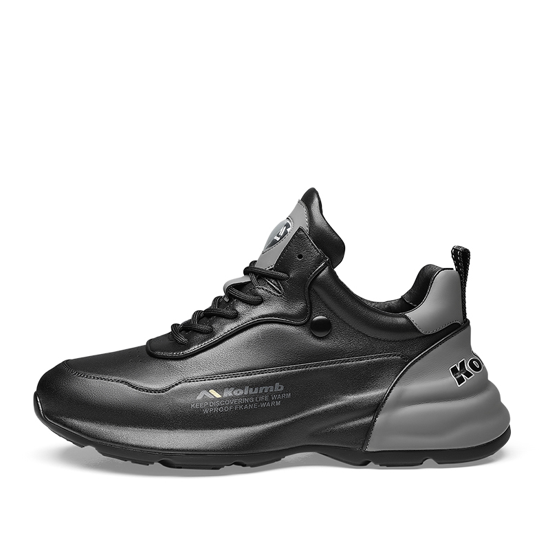 

KOLUMB Противоскользящие повседневные кроссовки на скрытой платформе мужские черный, черно-серый