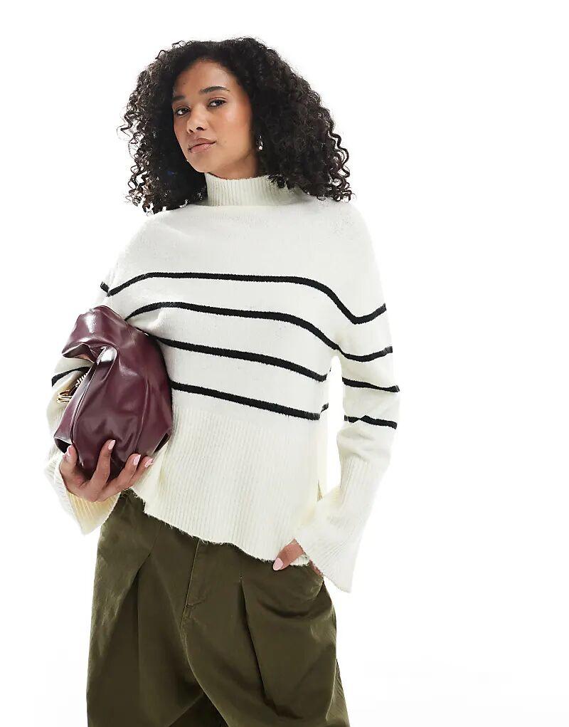 

Свободный джемпер Brave Soul с высоким воротом в белую и черную полоску