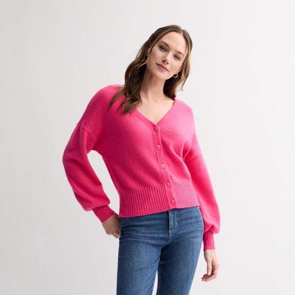 

Кардиган с рукавами-фонариками и пуговицами спереди Sonoma Goods For Life, цвет pink theme