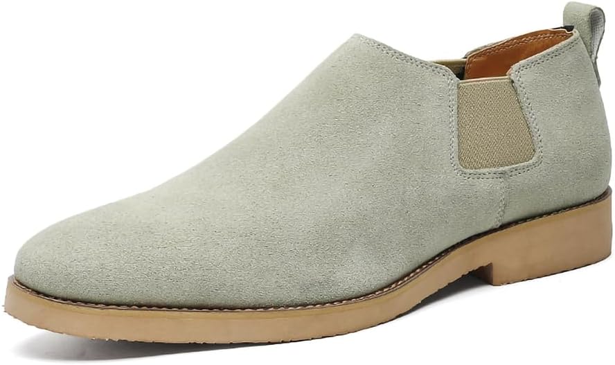 

Мужские ботинки челси: стильные замшевые ботильоны - туфли без шнурков для делового, повседневного ношения, работы, вечеринок и повседневной носки Generic, серый