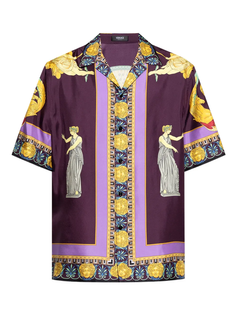 

Шелковая рубашка с принтом VERSACE, фиолетовый
