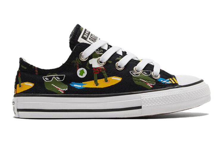 Кроссовки Chuck Taylor All Star Kids Canvas GS Low-top черного/зеленого/желтого цвета Converse — фото 2