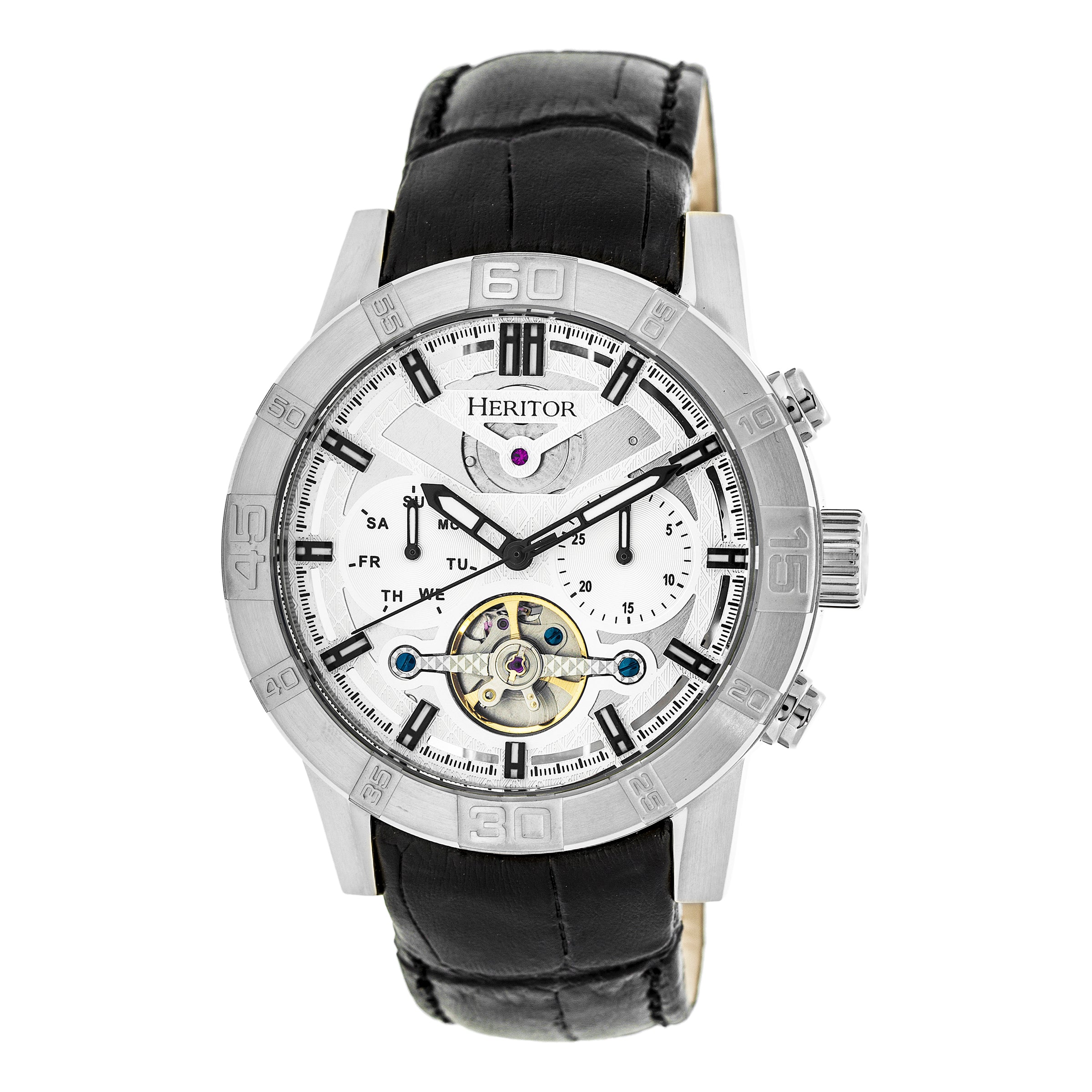 

Часы Hannibal Semi-Skeleton с кожаным ремешком Heritor Automatic, белый