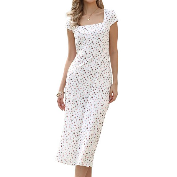 

Платье-макси A-line с квадратным вырезом и короткими рукавами Inspire Chic