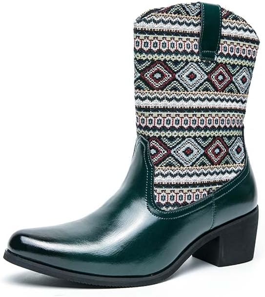 

Мужские ковбойские сапоги, на молнии, мужские ковбойские сапоги, байкерские сапоги, вышивка в западном стиле, классические ковбойские сапоги, сапоги для деревни, противоскользящие, прочные Generic, зеленый