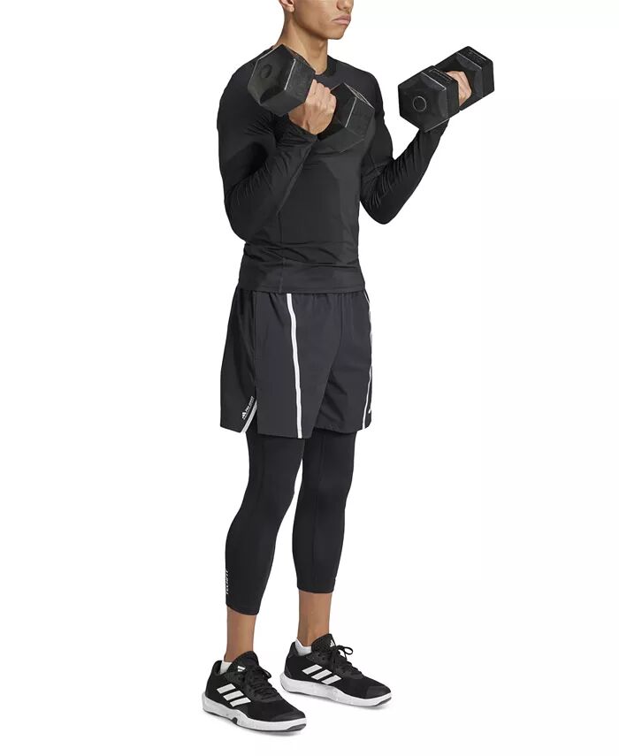 Мужские компрессионные тренировочные тайтсы Techfit 3/4 adidas, черный — фото 3