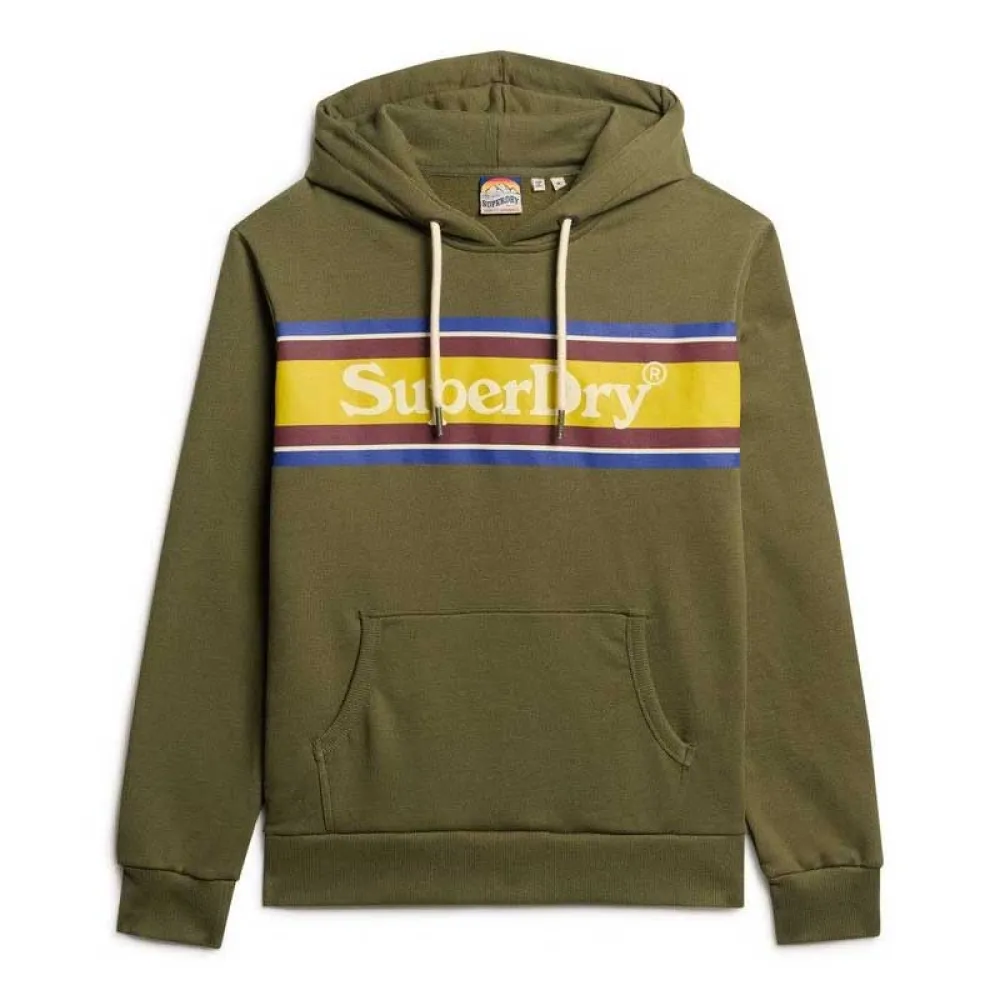 

Худи Superdry Venue Logo Stripe Relaxed, зеленый