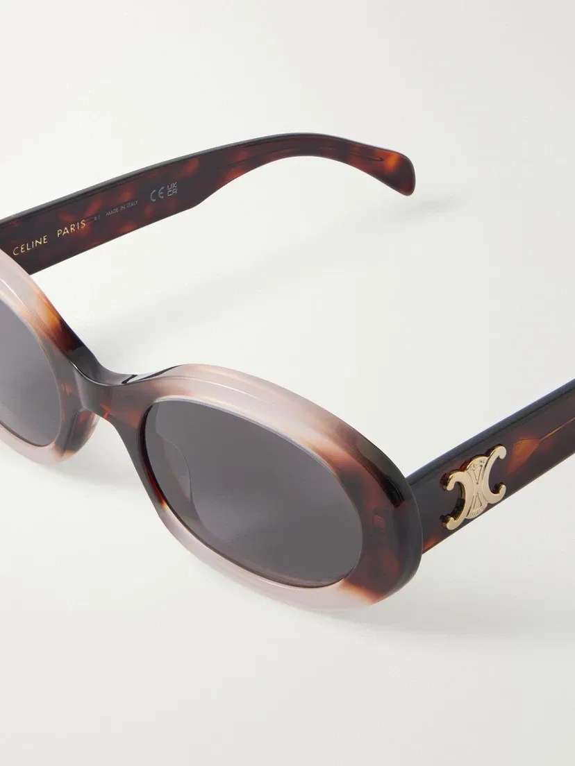 Овальные солнцезащитные очки Triomphe из ацетата с черепаховой оправой CELINE EYEWEAR, красный — фото 4