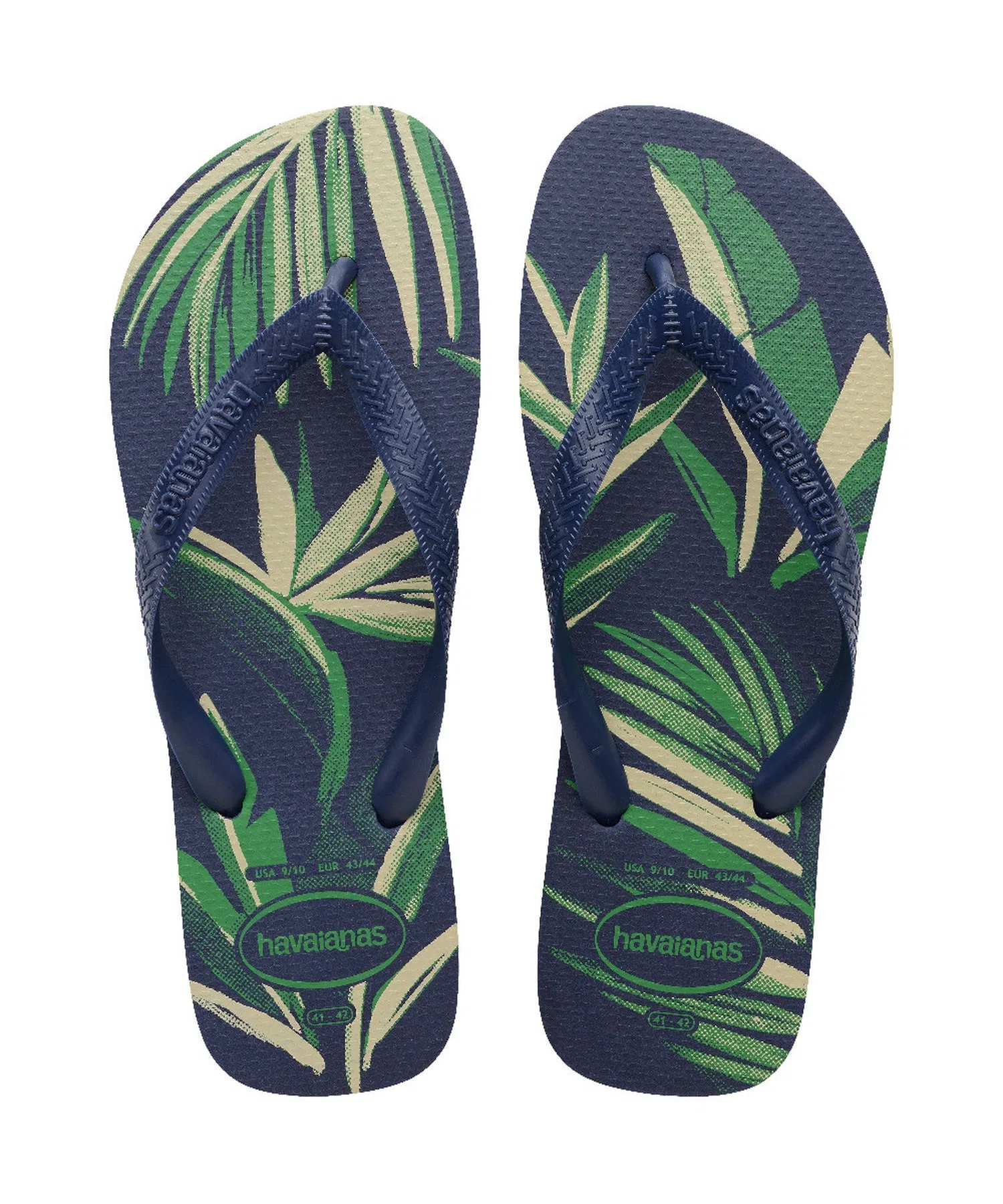 Сандалии Havaianas ALOHA с тропическим принтом тёмно-синие