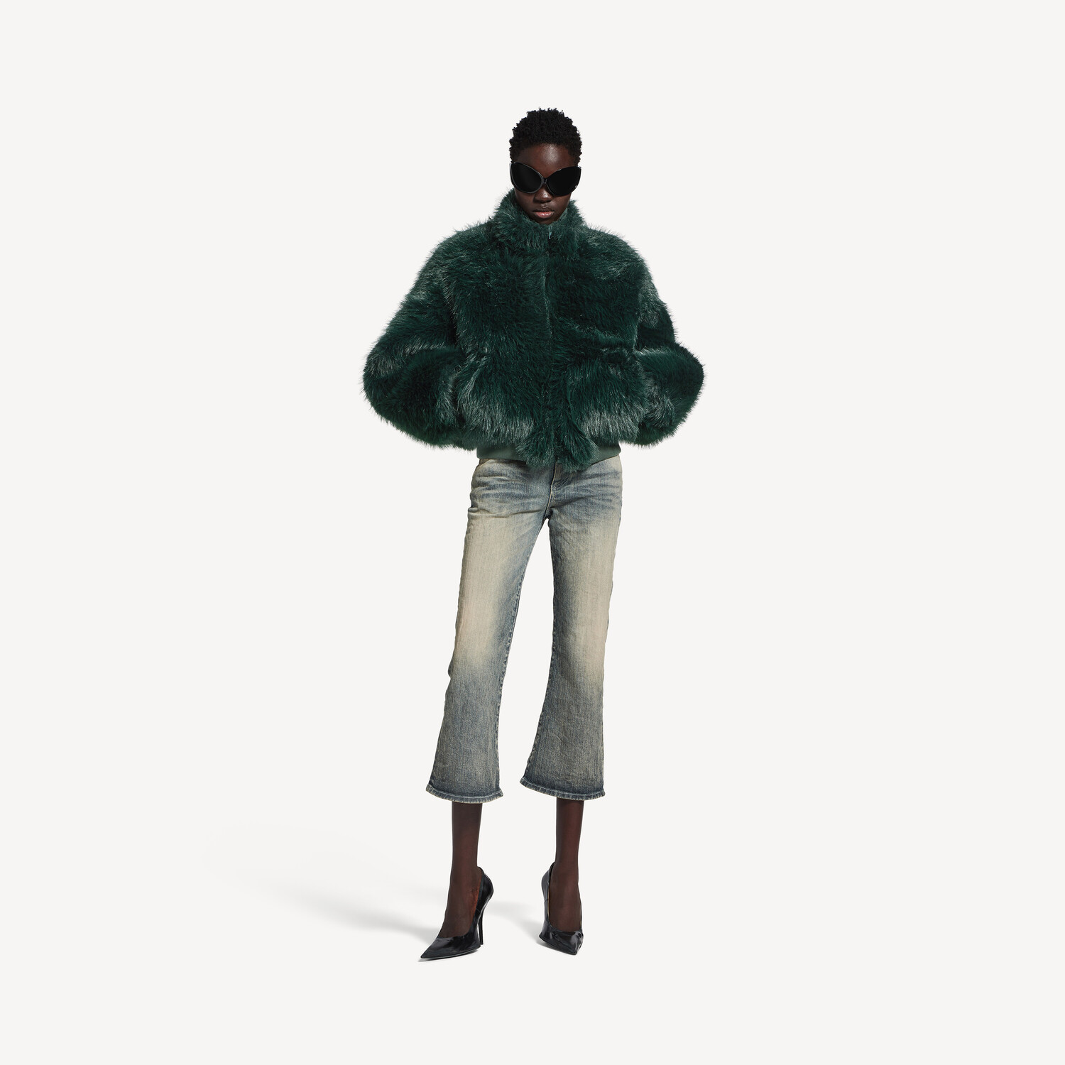 

Женская укороченная куртка темно-зеленого цвета BALENCIAGA, темно-зеленый