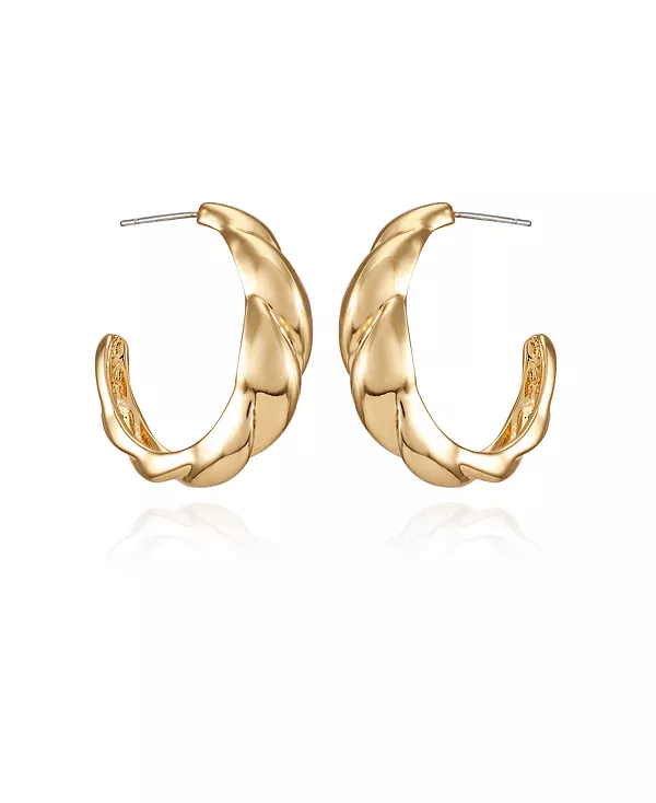 

Серьги-Кольца золотистого тона с текстурированной застежкой-молнией T Tahari, gold