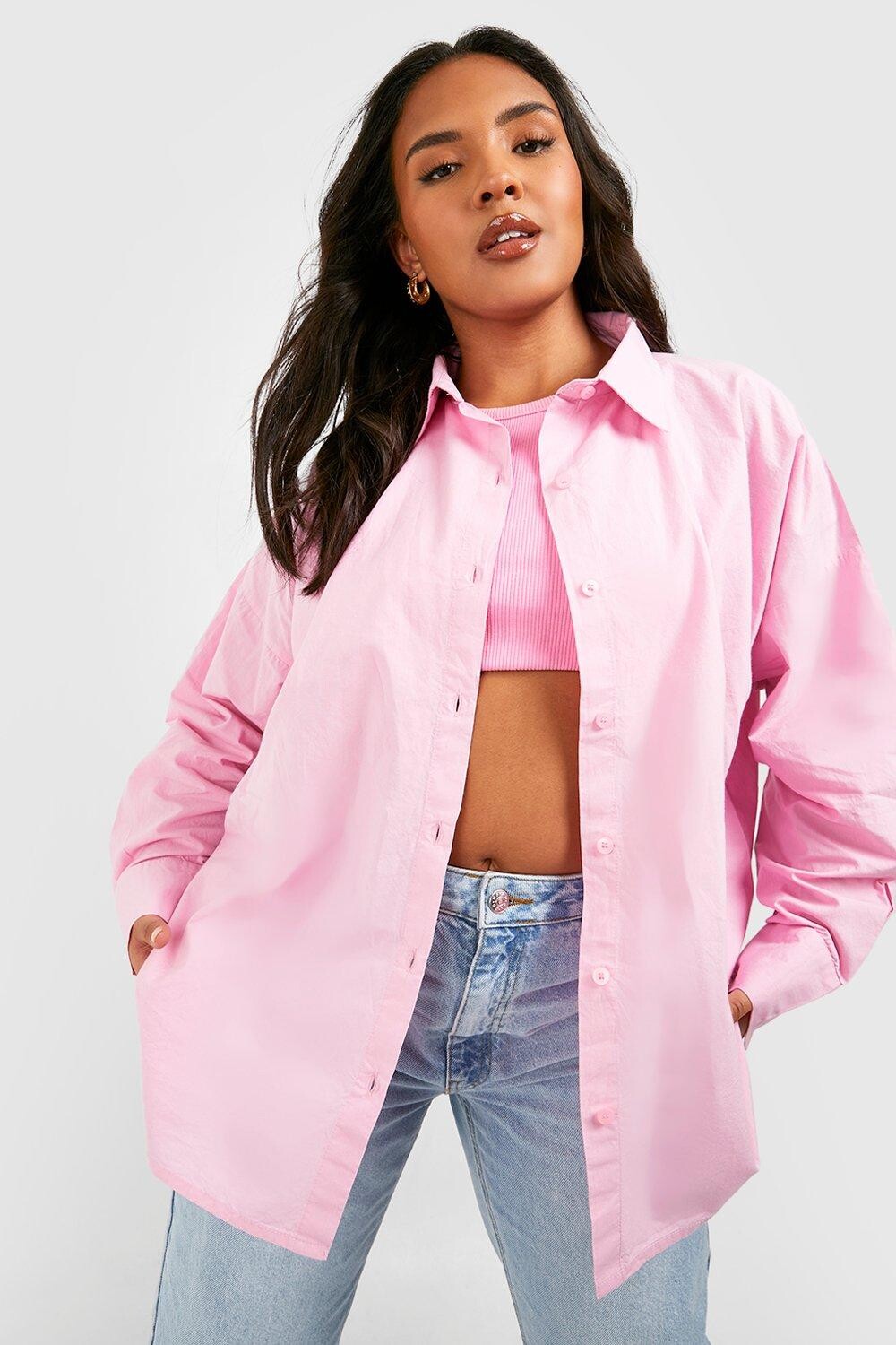 

Рубашка оверсайз из поплин Boohoo, розовый