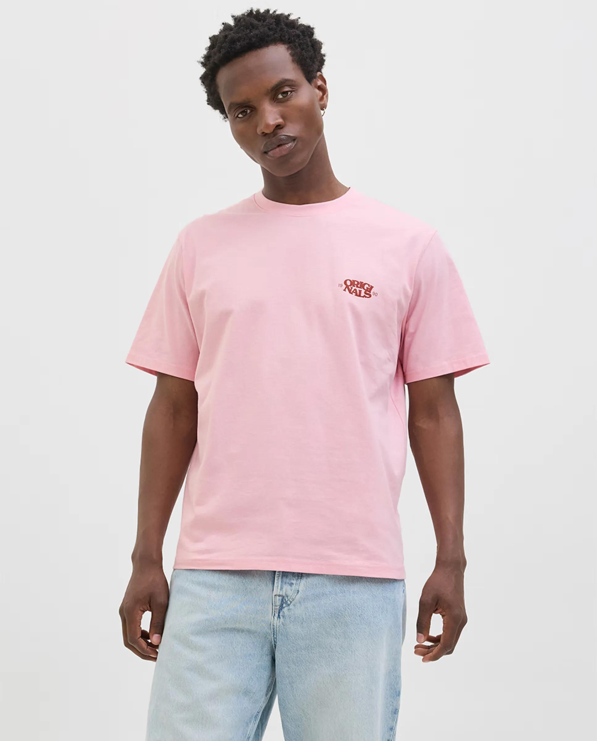 

Мужская футболка с коротким рукавом, боковым принтом и принтом на спине Jack & Jones, розовый