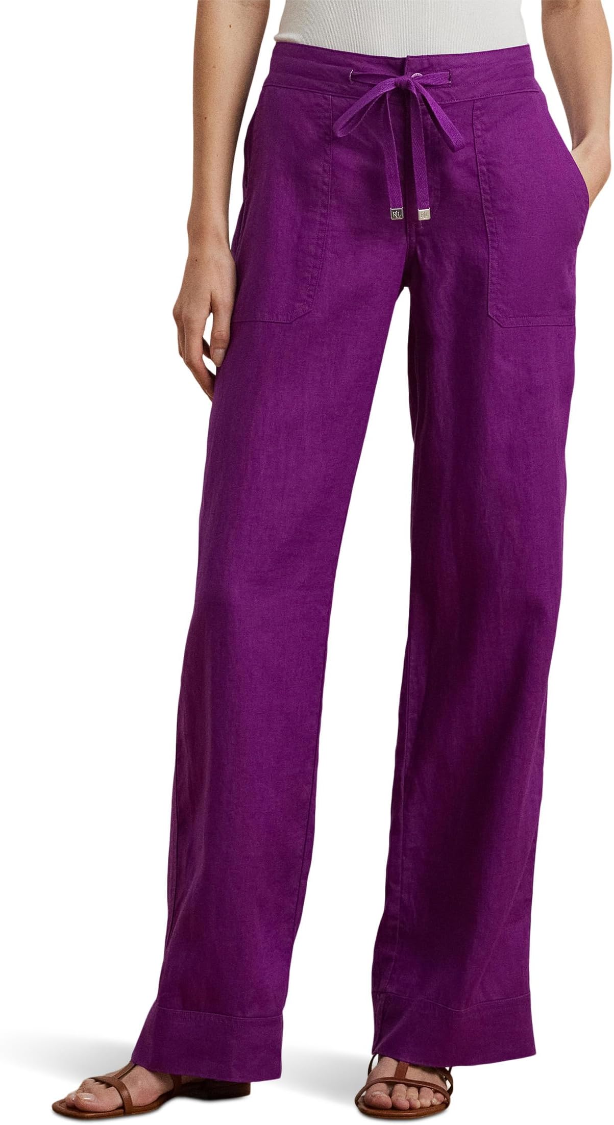 

Брюки Lauren Ralph Lauren Linen Wide-Leg Pants, Purple Dawn