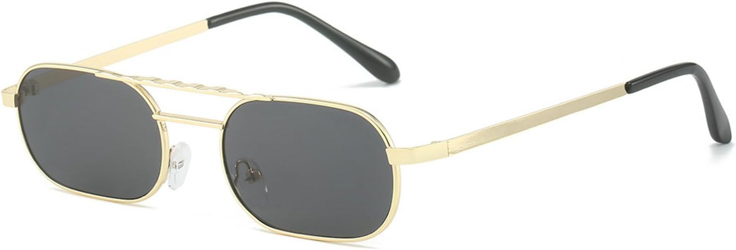 

Квадратные солнцезащитные очки для женщин, модные очки с двойной перемычкой, прямоугольные солнцезащитные очки для женщин, ретро-очки, овальные солнцезащитные очки, модные мужские солнцезащитные очки mincl, Gold Black