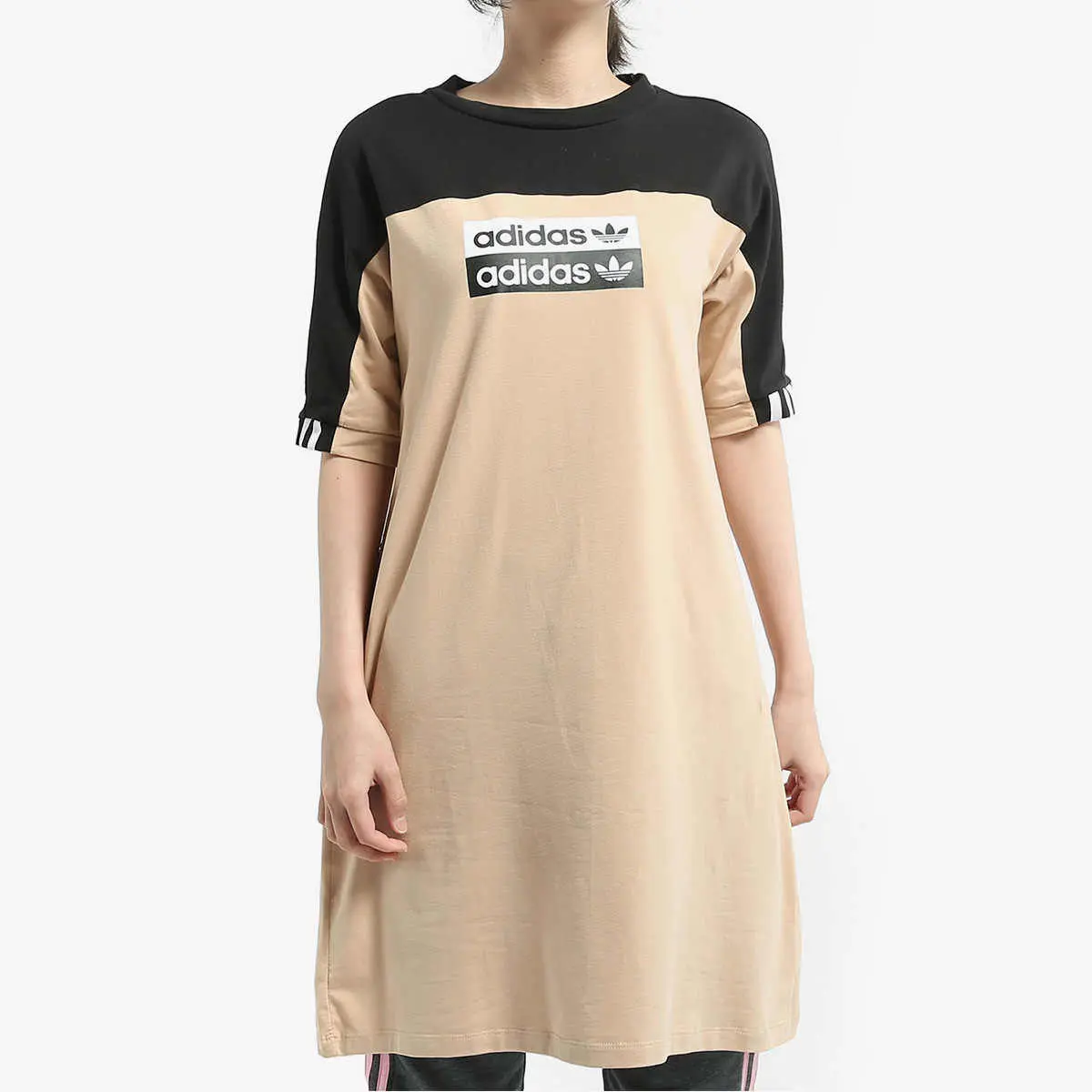 Adidas Originals Коричневое женское платье с короткими рукавами — фото 4
