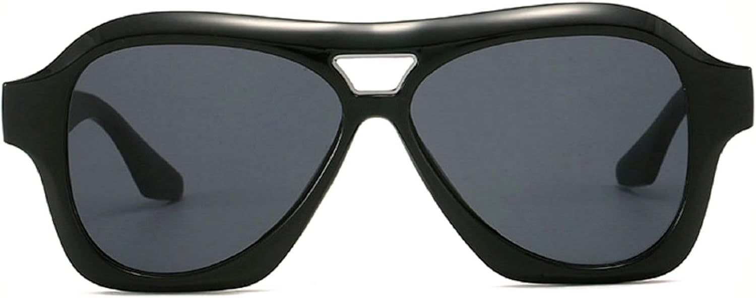 

Квадратные солнцезащитные очки-пилот с двойной перемычкой для женщин, модные градиентные очки с защитой от УФ-излучения UV400 для мужчин, трендовые большие солнцезащитные очки в стиле 70-х, N45 mincl, Black