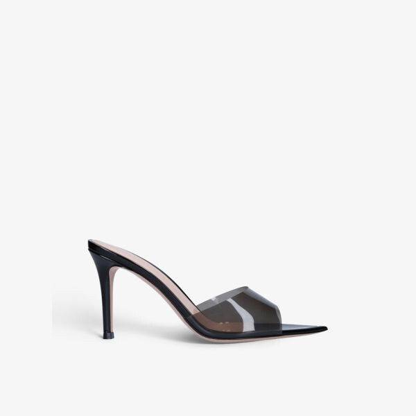Мюли Elle на каблуке из кожи и ПВХ Gianvito Rossi, черный