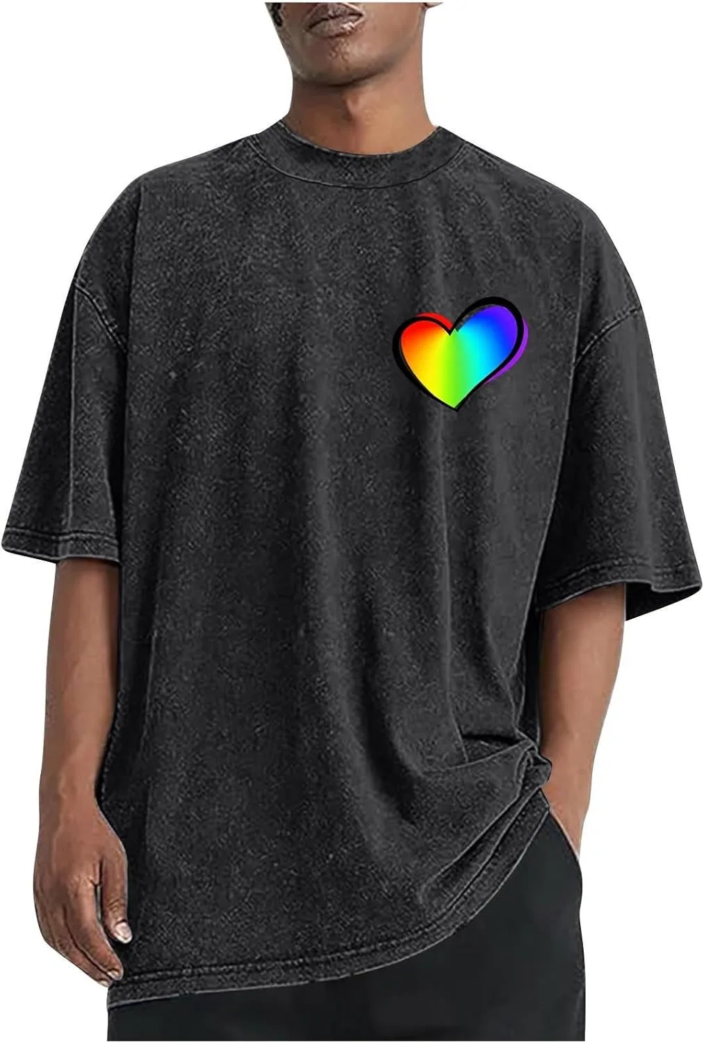 

Футболка мужская Valentine's Day с принтом в виде сердца, Cotton, Crew Neck