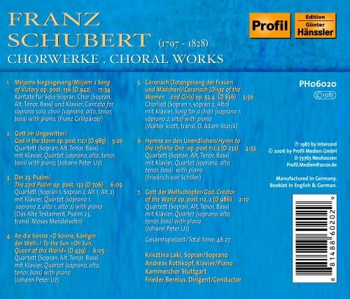 

CD диск Schubert / Laki / Rothkopf: Chorwerke: Choral Works
