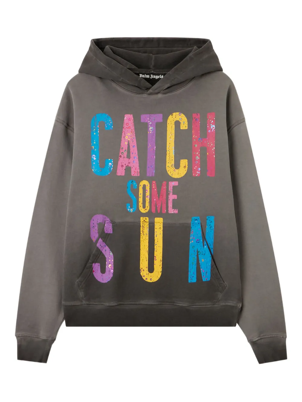 

Хлопковое худи с графическим принтом Palm Angels, серый