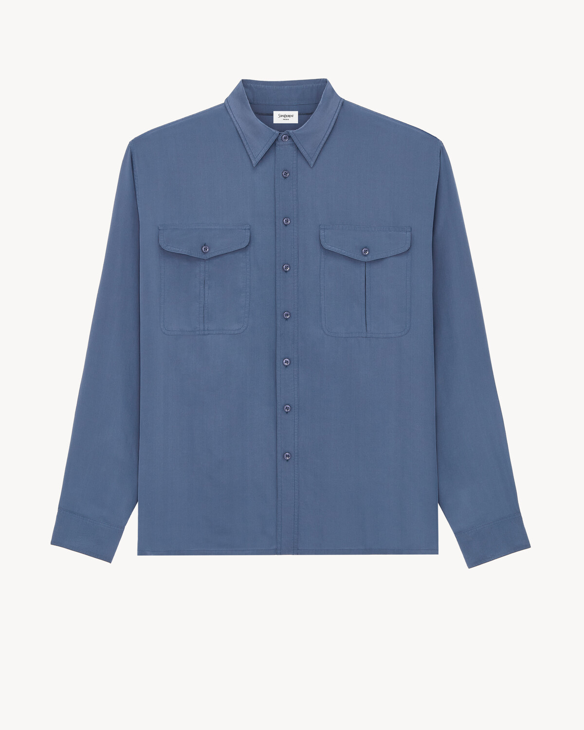 

Рубашка из вискозы и шелка SAINT LAURENT, синий