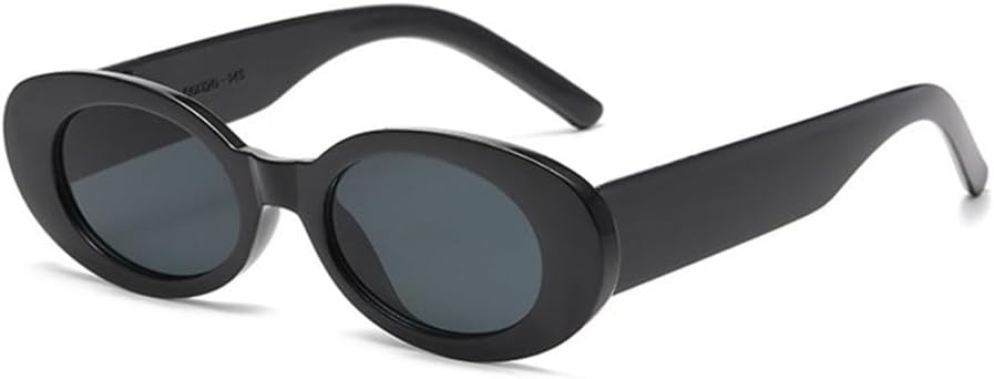 

Ретро-солнцезащитные очки в маленькой оправе овальной формы для женщин, винтажные круглые солнцезащитные очки с защитой от УФ-излучения UV400 для мужчин MTZJH, Black Gray