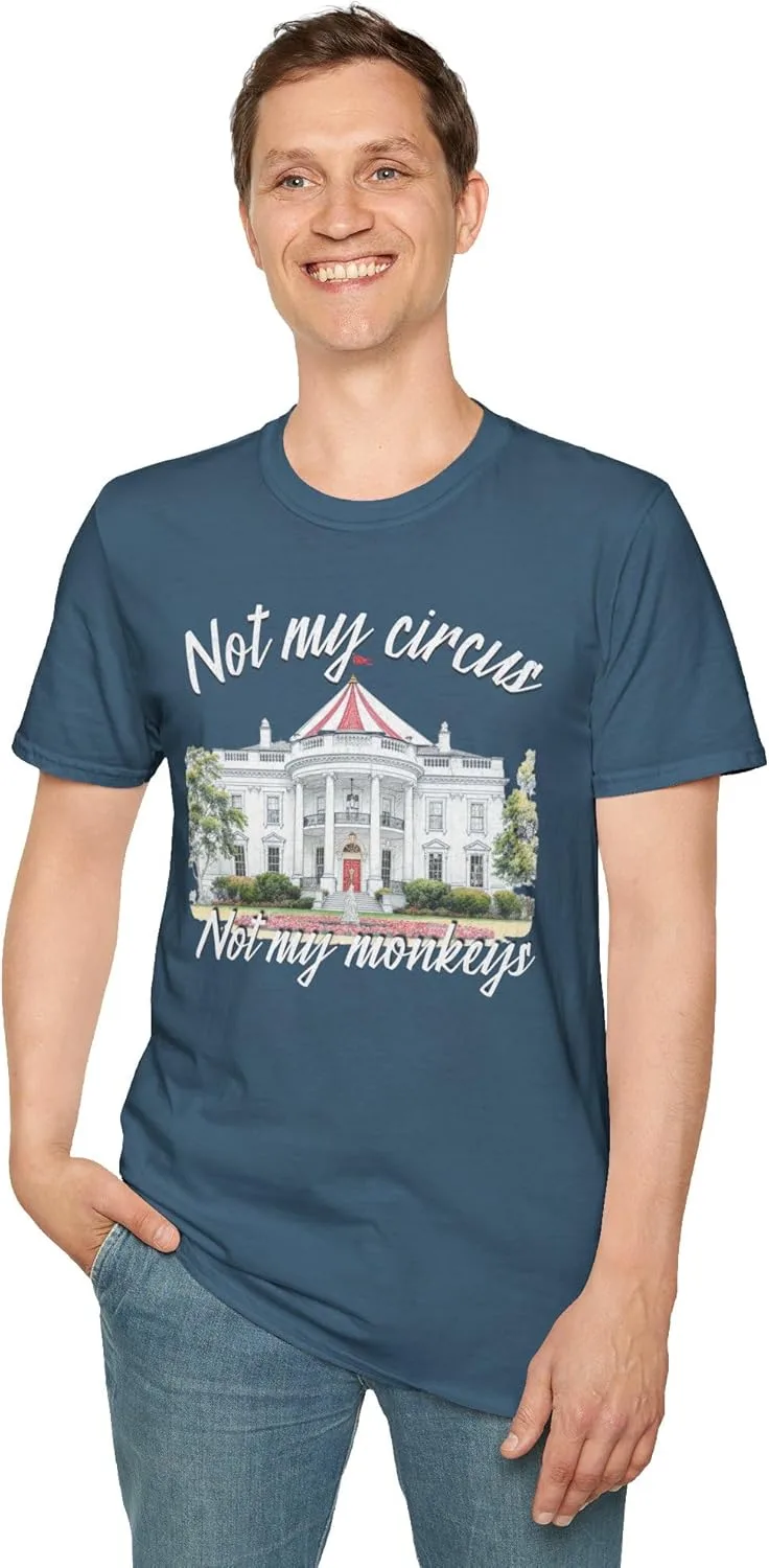 GENERIC Футболка Not My Circus Not My Monkeys Anti-Trump с принтом Белого дома в виде циркового шатра, унисекс подарок для демократа или либерала — фото 2