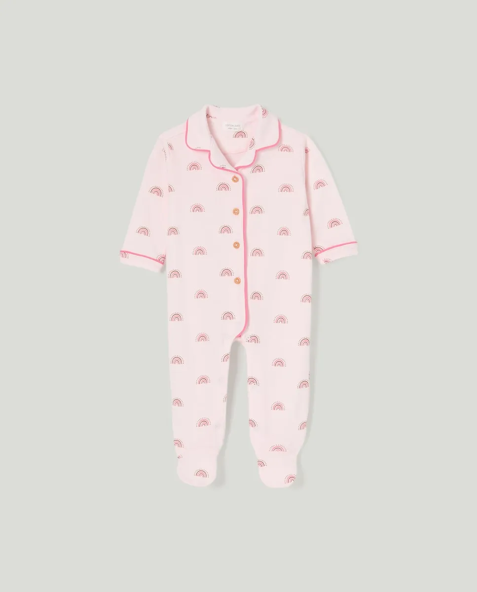 

Длинный комбинезон с кнопками, с принтом для девочки Cotton Juice, розовый