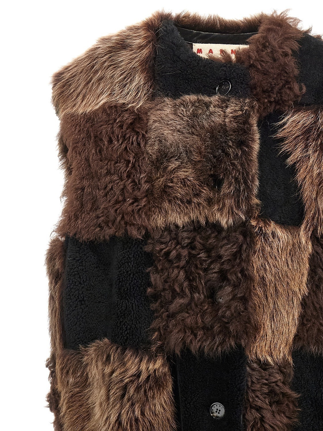 Длинный жилет из овчины Marni, коричневый — фото 3