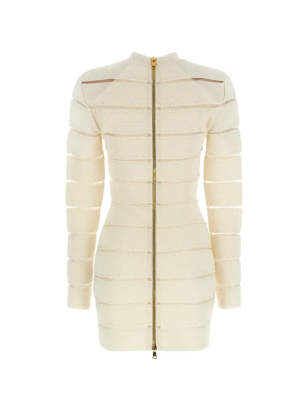 Облегающее мини-платье из сетчатой ткани, украшенное пайетками Balmain, нейтральный — фото 2