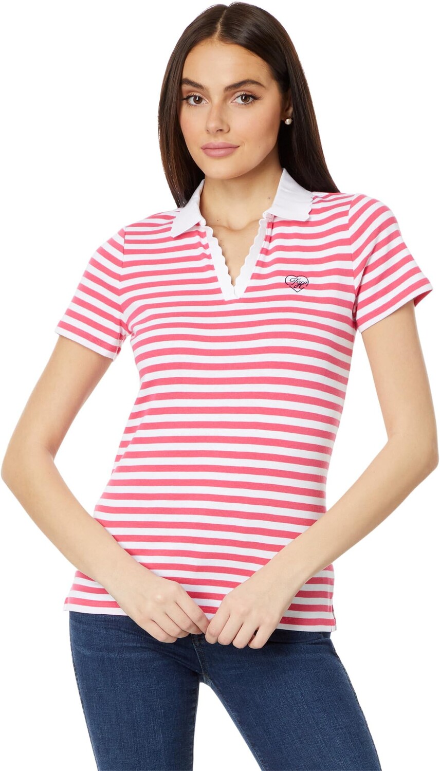 

Рубашка-поло Short Sleeve Striped Johnny Collar Polo Tommy Hilfiger, цвет Rosette Multi