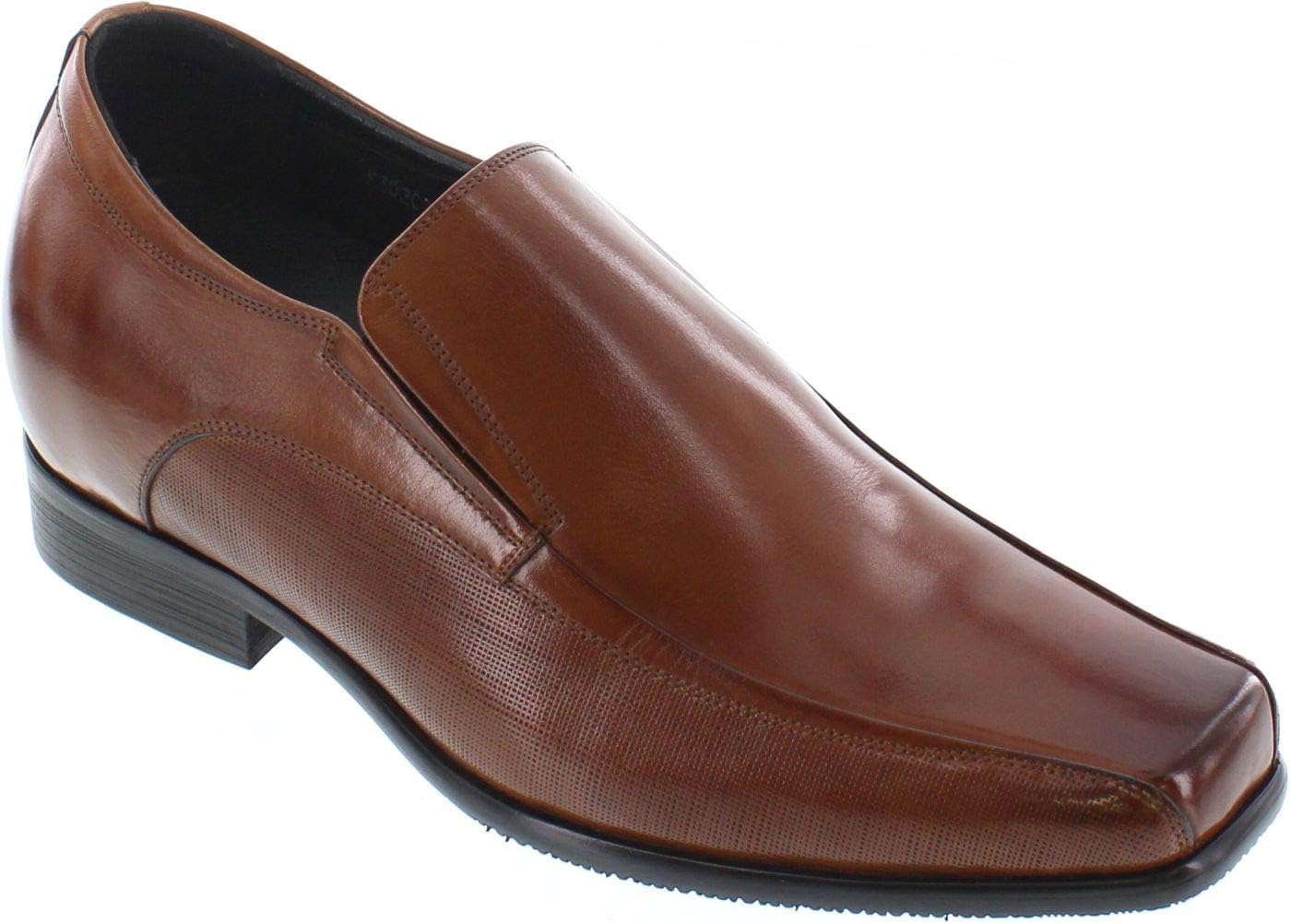 

Мужские невидимые туфли-ботинки CALTO для увеличения роста - медно-коричневые лоферы из премиальной кожи без шнурков - прибавка роста на 8 см - Y3022 - размер 10 D(M) US