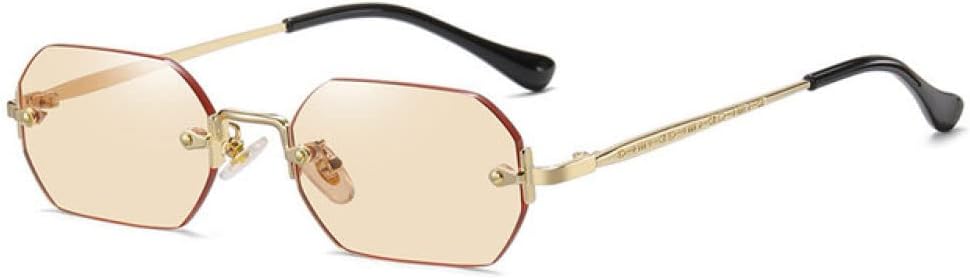 

Солнцезащитные очки MUTYNE прямоугольной формы без оправы, маленькие, мужские и женские, металлические, золотистые, многоугольные, синие, UV400, без оправы, Gold Champagne