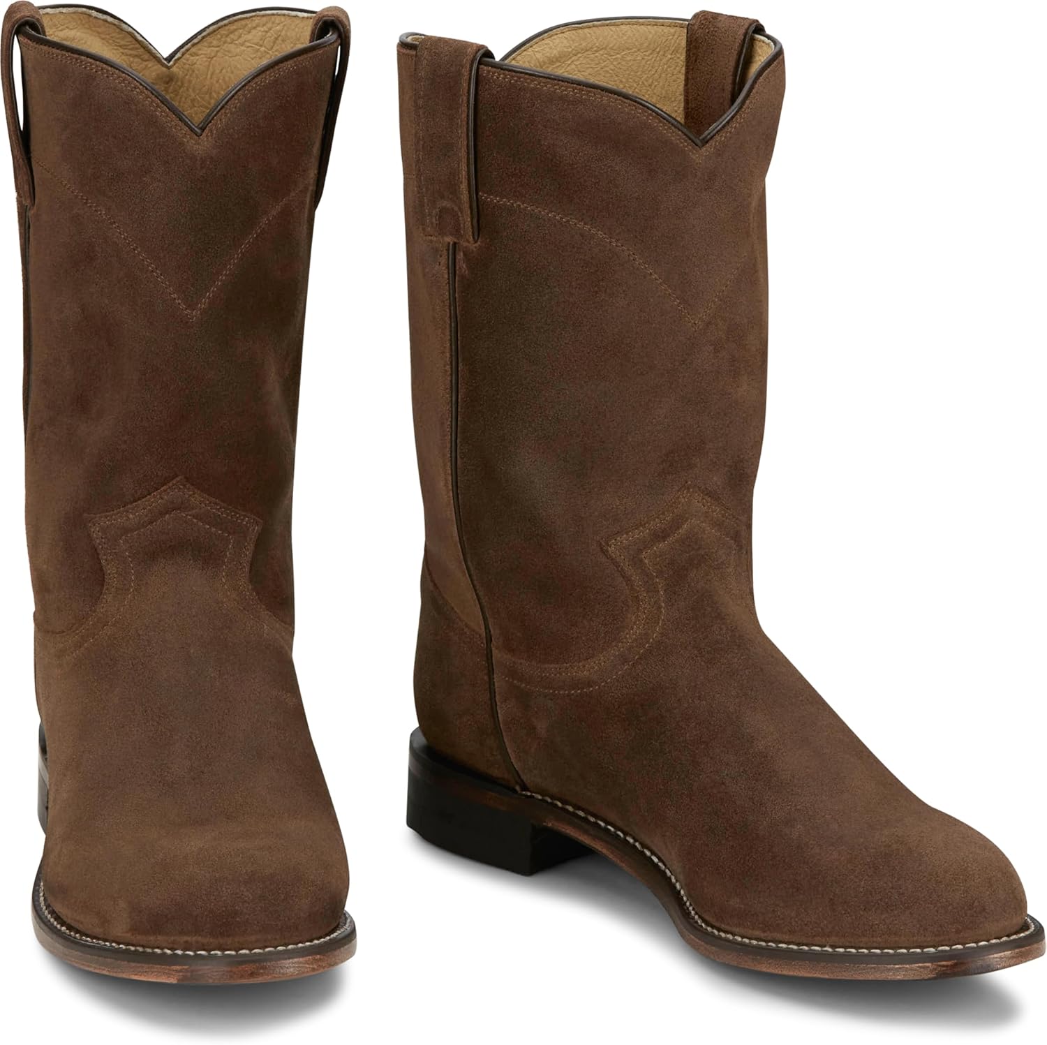 Мужские вестерн-сапоги Justin Wes 10 Suede Roper - прочная обувь для ежедневного комфорта и классического ранчо-стиля, Almond — фото 2